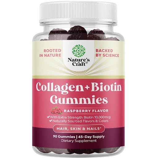 Hair Skin and Nails Gummies for Women - Extra Strength Biotin and Collagen Gummies for Women Hair Skin Nails Support - Non-GMO Kosher Marine Collagen Biotin 10000mcg per serving (45 Days)