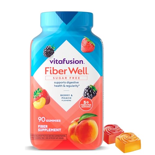 Vitafusion Fiber Well Sugar Free Fiber Supplement, Peach, Strawberry And Blackberry Flavored Supplements, 90 Count