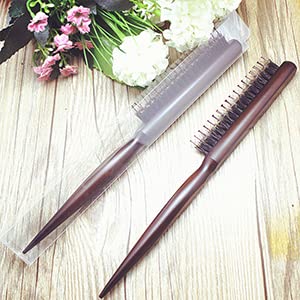 Wolinspring Little Wonder Boar & Tourmaline Nylon Bristle Teasing Brush with Tail Handle for Back.