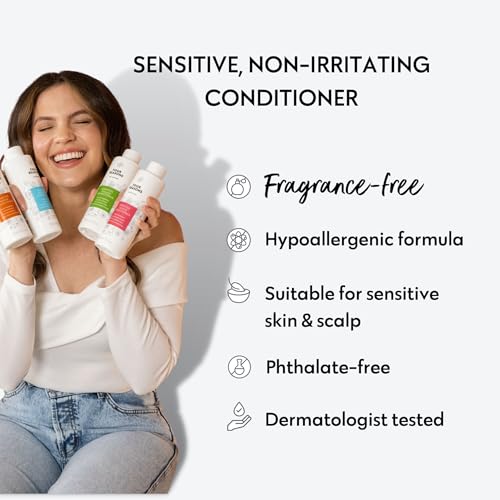 No nothing Sensitive Moisture Conditioner - Fragrance Free Conditioner For Dry Hair - Hypoallergenic, Unscented Moisturizing Conditioner for Sensitive Scalp and Skin - Paraben Free, Vegan – 10.15 oz