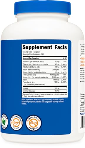Nutricost Vitamin B Complex 462mg, 240 Capsules - with Vitamin C - Energy Complex