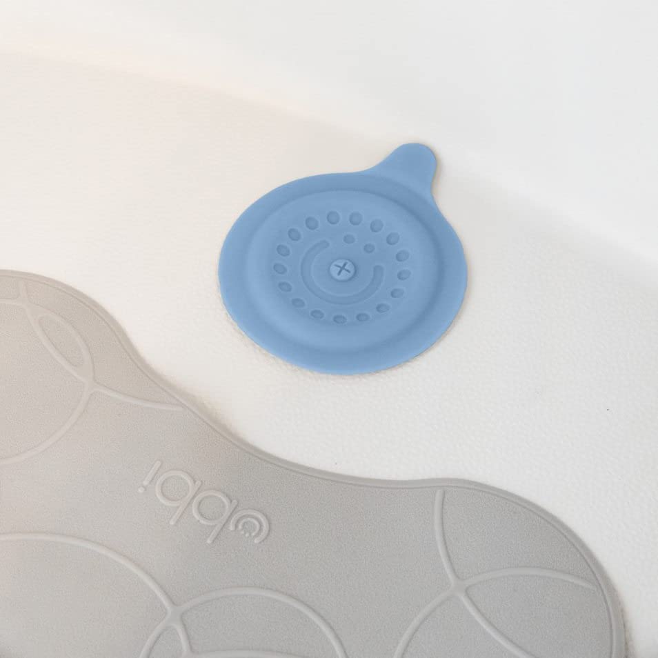 Ubbi Bathtub Drain Cover, Silicone Drain Stopper with Suction, Baby Bath Time Accessory, Cloudy Blue