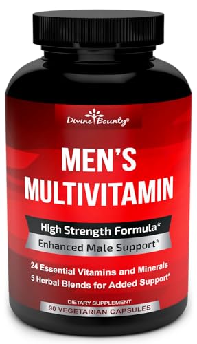 Mens Multivitamin – Daily Multivitamin for Men with Vitamin A C D E K B Complex, Calcium, Magnesium, Selenium, Zinc Plus Heart, Brain, Immune, and Men's Multivitamins – 90 Vegetarian Capsules