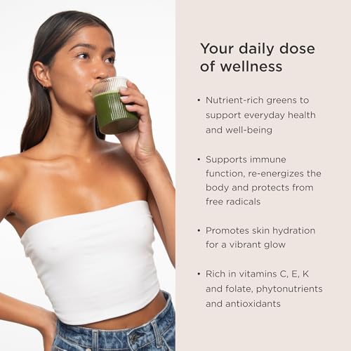 JSHealth Super Greens Powder - Greens & Collagen Powder - Superfood Powder with Marine Collagen Peptides, Vitamins & Veggies, 30 Servings