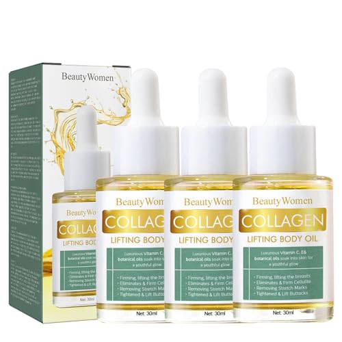 3PC Beauty Women Collagen Lifting Body Oil, Collagen Lifting Body Oil,Beauty Lady Collagen Lifting Body Oil,Anti Aging Collagen Serum for Face,Reduces Fine Lines and Wrinkles
