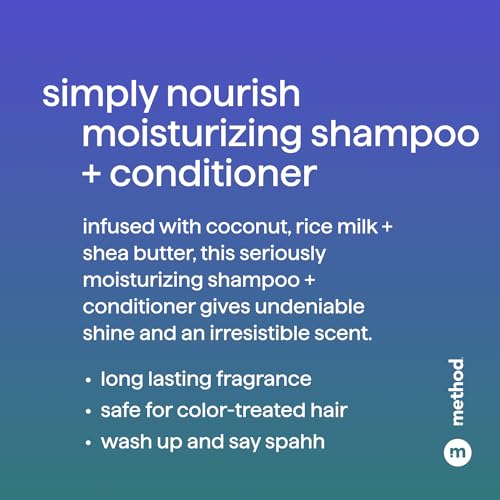 Method Moisturizing Conditioner, Simply Nourish with Shea Butter, Coconut, and Rice Milk Scent Notes, Paraben and Sulfate Free, 13.5 oz (Pack of 1)