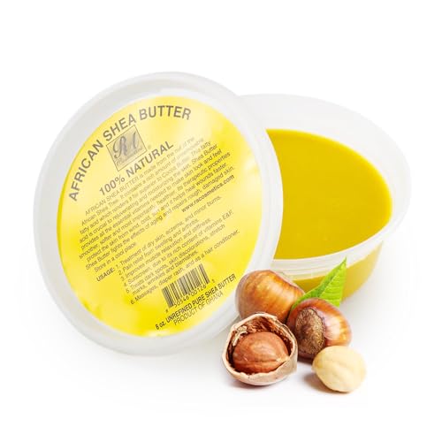 RA Cosmetic's 100% Natural Unrefined Yellow Shea Butter – Pure African Luxury Head-to-Toe Moisture Miracle for Radiant Skin and Luscious Hair - Sourced from Ghana, West Africa - 8oz Jar