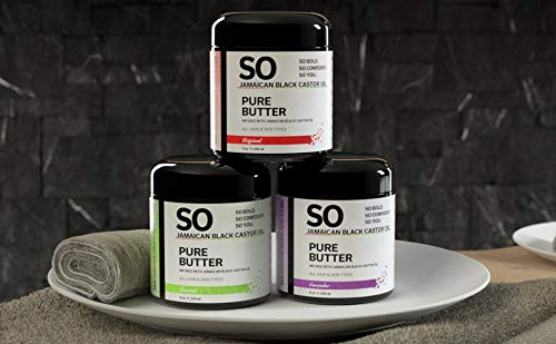 SO Jamaican Black Castor Oil Pure Butter | Lavender | Made From 100% Pure Jamaican Black Castor Oil and Aromatic, Natural Nurturing Lavender Essential Oil For all type Skin & Hair for Men & Women 8 Oz