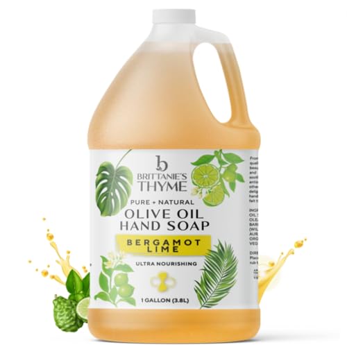 Brittanie's Pure Organic Castile Bergamot Lime Liquid Olive Soap Refill, 1 Gallon | Made with Natural Luxurious Oils, Vegan & Gluten Free Non-GMO, For Face, Body, Dishes, Pets & Laundry