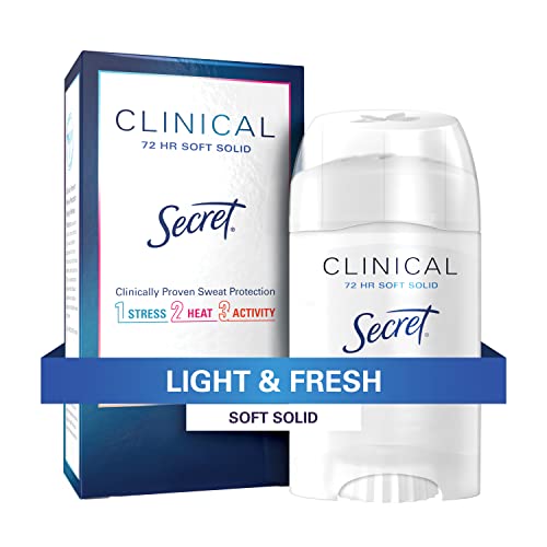 Secret Clinical Strength Antiperspirant and Deodorant for Women, 3X Stress Sweat Protection, PH Balancing Minerals, Soft Solid, Light & Fresh Scent, 1.6 oz