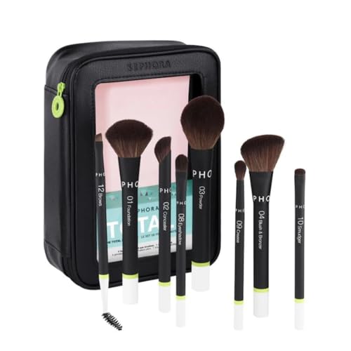 Sephora Favorites Total Set The Total Brush Set - 4 Face Brushes - 4 Eye Brushes - 1 Makeup Bag
