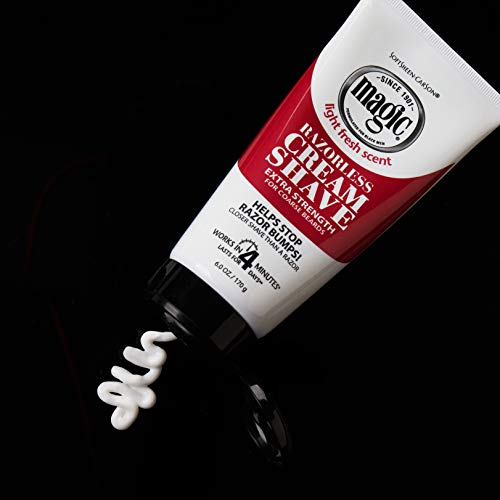 SoftSheen-Carson Magic Razorless Shaving Cream, Hair Removal Cream for Body Hair, Extra Strength Depilatory Cream, Works in 4 Minutes for Coarse Hair, 6 oz