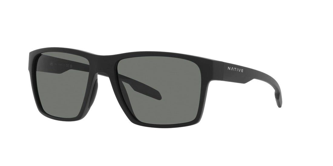 Native Men's XD9041 Breck Square Sunglasses, Matte Black/Grey Polarized, 56 mm