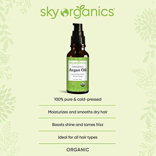 Sky Organics Best Moroccan Argan Oil By Sky Organics: Unrefined, 100% Pure, Cold-pressed, Organic Argan Oil From Morocco Moisturizing & Healing, for Dry Skin, Hair Conditioning, 4 oz