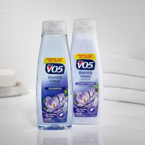 Alberto VO5 Blooming Freesia Revitalizing Conditioner - Hair Conditioner Formulated with Essential Vitamins and Oils - Fresh Floral Fragrance - 15 oz