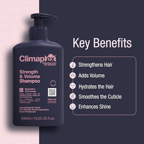 Climaplex Strength and Volume Shampoo - Soothing, Protective, Healing Properties - Contains Detangling Benefits - Adds Body and Enhance Shine - Suitable for All Hair Types - Cruelty Free - 13.52 oz