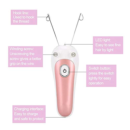 Facial Threading Hair Removal for Women, Facial Threading Hair Removal Machine Electric Hair Shaver Ladies Beauty Epilator Trimmer Cotton Threading Tool for Body Facial Pull
