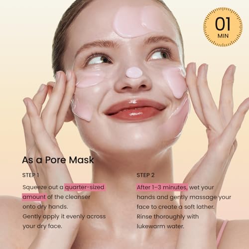 BIODANCE Collagen Mask To Foam Cleanser, Pink Face Wash for Women, 2-in-1 Pore Mask and Hydrating Foaming Facial Cleanser for Sensitive Skin, Oily Skin, Korean Skincare5.07 fl. oz. (150 ml)