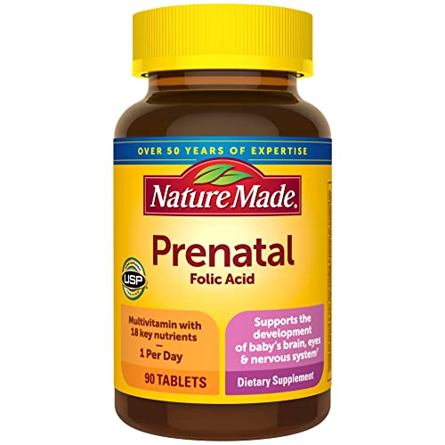 Nature Made Prenatal Multivitamin with Folic Acid - For Daily Nutritional Support, 90 Tablets