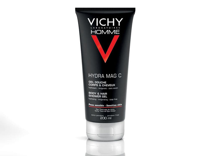 Vichy Homme Anti-Irritation Body Wash for Men with Pure Vitamin C & Salicylic Acid to Soothe & Hydrate Skin, Suitable for Sensitive Skin, 6.76 Fl Oz (Pack of 1)