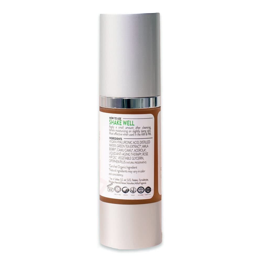 Simply Radiant Organic Hyaluronic Acid and Vitamin C Face Serum - Natural Anti Aging Serum Hydrates & Plumps Skin