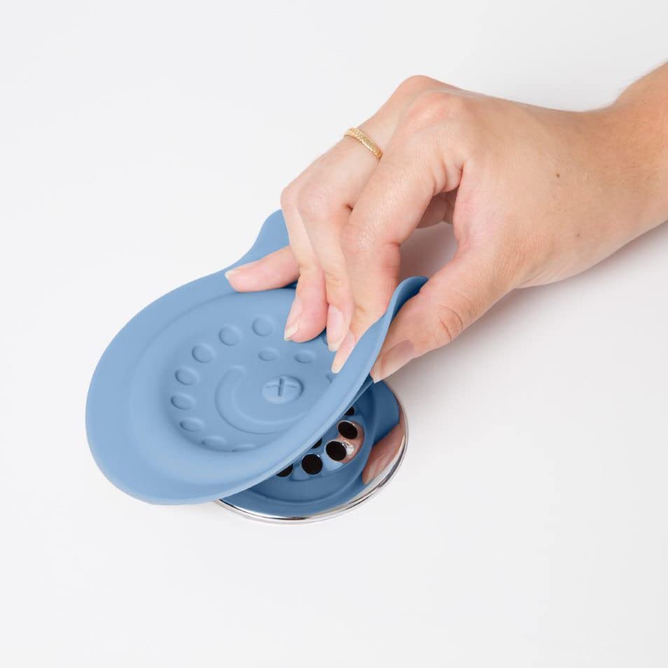 Ubbi Bathtub Drain Cover, Silicone Drain Stopper with Suction, Baby Bath Time Accessory, Cloudy Blue