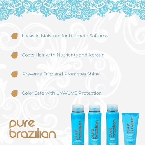 Pure Brazilian 4-Piece Essential Travel Size Kit: Anti-Frizz Shampoo, Conditioner, Serum & Masque