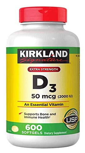 Kirkland Signature Extra Strength D3 50 mcg, 600 Softgels