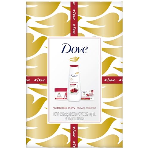 Dove Revitalizing Cherry Collection Gift Set – Cherry & Chia Milk Body Wash, Exfoliating Body Polish + Soap Bar (3 Piece Set)