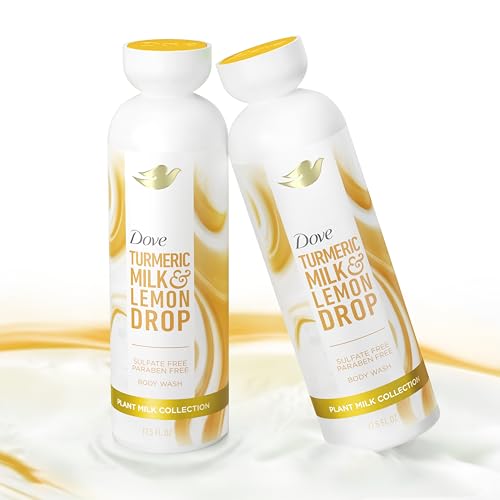 Dove Plant Milk Cleansing Body Wash Turmeric & Lemon for Moisturized Skin Gentle Cleanser, No Sulfates or Parabens, pH balanced 17.5 fl oz