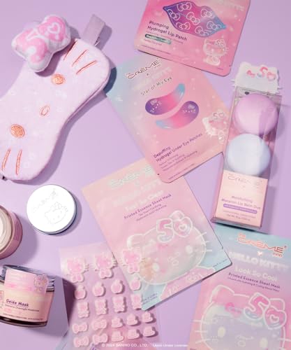 The Crème Shop x Hello Kitty Plumping Hydrogel Lip Patch, Lip Masks for Dry Lips, Hydrating Lip Plumper Mask, Nourishing Lip Care - 50th Year Anniversary Limited Edition (Pack of 3)