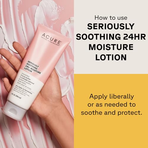 Acure 24HR Moisturizing Lotion - Soothing & Hydrating Unscented Body Lotion with Cocoa Butter & Colloidal Oatmeal - All Natural Moisturizer for Dry and Sensitive Skin - Vegan, Fragrance-Free, 8 Fl Oz