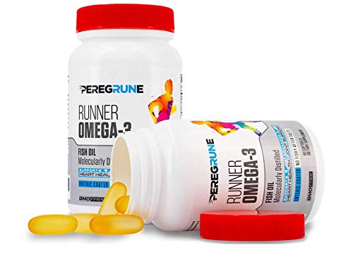 PEREGRUNE Runner Omega 3 Fish Oil – Triple Strength Nutritional Sport Supplement - Helps Support Heart & Joint Health for Running with Omega- EPA & DHA - 1000 mg, 1 Month Capsules for Men and Women