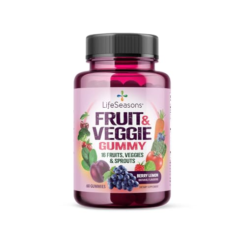 LifeSeasons Fruit & Veggie Gummy Supplement - 16 Fruits Vegetables & Sprouts - Vitamins Minerals & Antioxidants - Nutritional Support for Immunity & Wellness - 3X More Potent - 60 Gummies