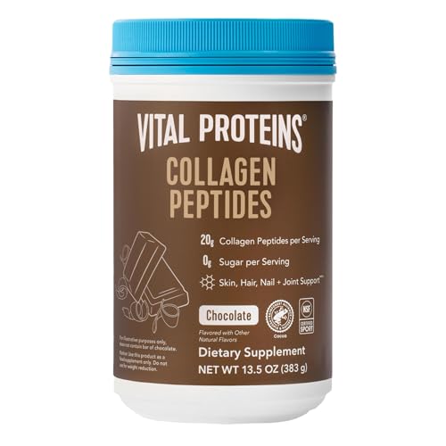 Vital Proteins Grass Fed Collagen Peptides Powder, Promotes Hair, Nail, Skin, Bone and Joint Health - Hydrolyzed Collagen - Chocolate, 13.5 oz, Pack of 1
