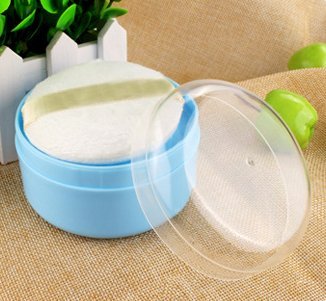 1PCS Empty Storage Body Talcum Powder Container with Sifter and Powder Puffs Make-up Loose Powder Box Case Holder for Home and Travel(Blue)