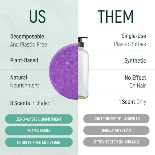 Solid Rice Protein Water Shampoo & Conditioner Hair Soap – Shampoo and Conditioner Bars For Hair With All Natural Plant Based Essential Oils And Zero Waste Packaging (Lavender)