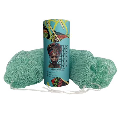 AFRIKI African Net Sponge, Authentic African Exfoliating Sponge, Black Owned, Back Scrubber, 45 inch Long for Normal to Sensitive Skin, for Daily use, Original Collection