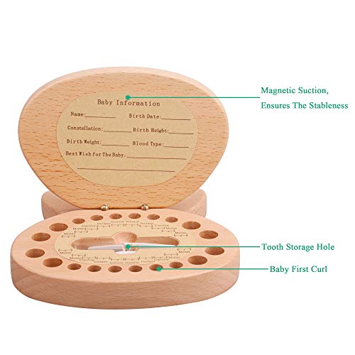 AhfuLife Baby Tooth Keepsake Fairy Box Holder with Lanugo Bottle, Wooden Bunny Rabbit Shape Keepsake Box for First Lost Teeth, Cute Tooth Storage Holder, Baby Shower Gifts for Newborn, Boy & Girl