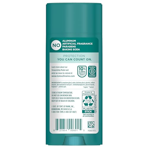 Tom’s of Maine Wild Lavender Natural Deodorant for Women and Men, Aluminum Free, 3.25 oz