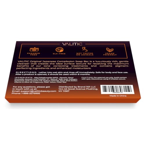 VALITIC Kojic Acid Dark Spot Remover Soap Bars with Vitamin C, Retinol, Collagen, Turmeric - Original Japanese Complex Infused Hyaluronic Acid, E, Shea Butter, Castile Olive Oil (4 Pack)