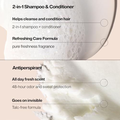 Suave Men’s 2-in-1 Shampoo and Conditioner, Ocean Charge + Antiperspirant Deodorant for Men, Ocean Charge, 48H Sweat & Odor Protection (2 Piece Set)