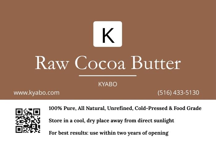 Kyabo 100% Pure and All Natural Cocoa Butter - 3lb - Food Grade - great for making lip balm, cream, hair products, candle, hair removal and craft projects - Made with Organic Cacao