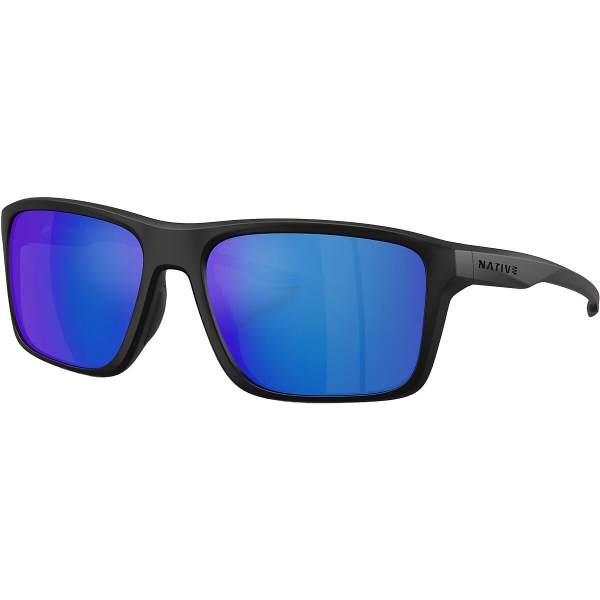 Native Eyewear Men's XD9043 Tavern Square Sunglasses, Matte Black/Blue Mirrored Polarized, 57 mm