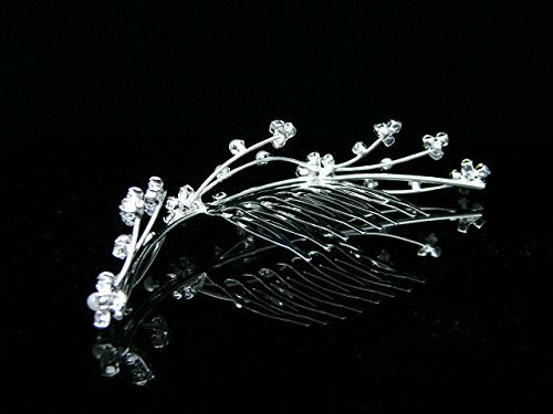 Flower Girl Bridesmaid Bridal Tiara Comb - Faux Pearls Silver Plated T392 by Venus Jewelry
