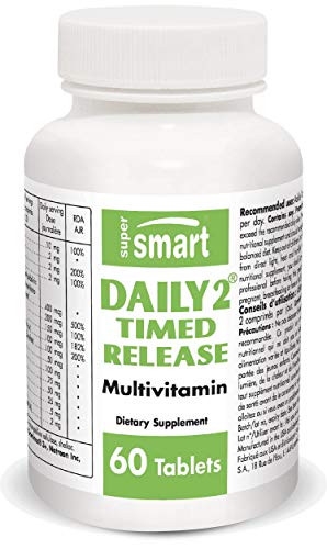 SuperSmart Daily 2 Timed Release (Advanced Complex) - Patented 32-in-1 Multivitamin Formula - with Vitamins, Minerals, Nutrients, Antioxidant | Non-GMO & Gluten Free - 60 Tablets | 1 Month Supply