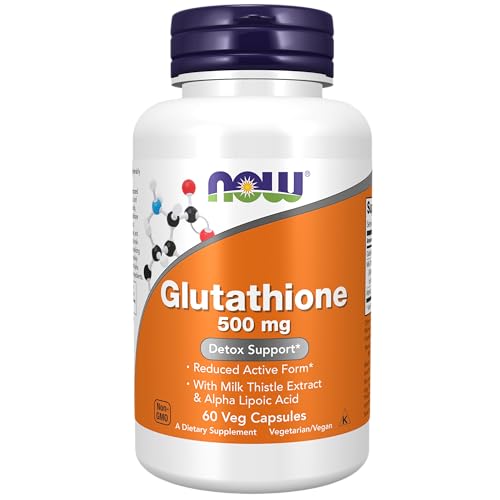 NOW Foods Supplements, Glutathione 500 mg, With Milk Thistle Extract & Alpha Lipoic Acid, Free Radical Neutralizer*, 60 Veg Capsules