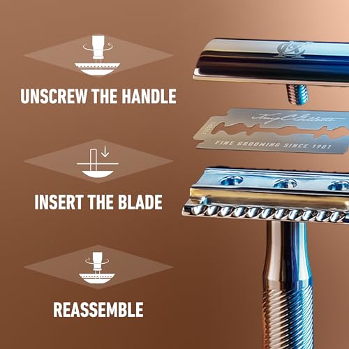King C. Gillette Safety Razor with Chrome Plated Handle and 5 Platinum Coated Double Edge Safety Razor Blade Refills