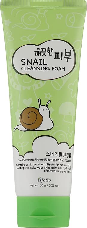 esfolio Snail Cleansing Foam – Nourishing Face Wash for Hydrated & Smooth Skin – Korean Skincare with Snail Extract for Deep Pore Cleansing & Anti-Aging – Gentle Foaming Facial Cleanser (5.29oz-150g)