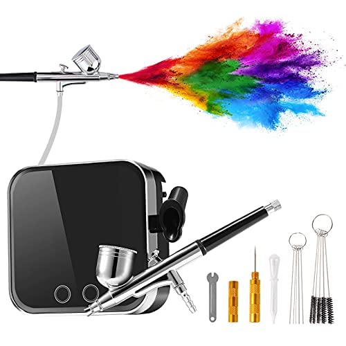 Airbrush Kit with Compressor - Airbrush Makeup Machine Air Brush Gun Airbrush for Nails Art Painting Model Tattoo Cookie Cake Decoration